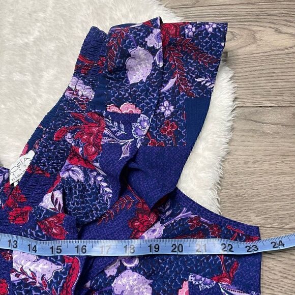 Sofia Vergara Top Womens XXL Blue Pink Floral Sleeveless Ruffle Blouse - Picture 10 of 12